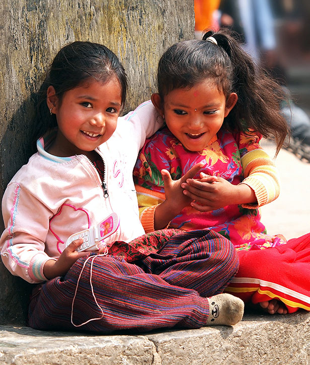 Local children smiling together
